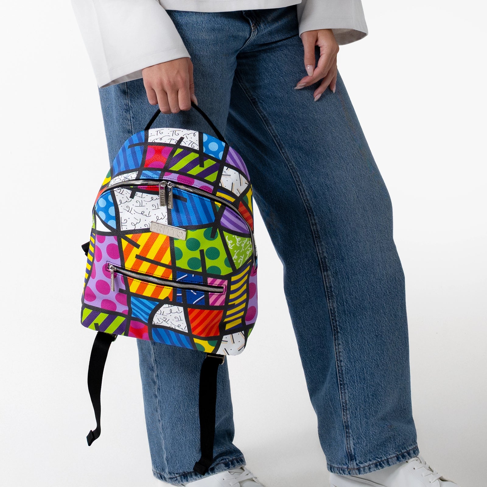 Colorful Landscape Britto Eco Leather Small Backpack