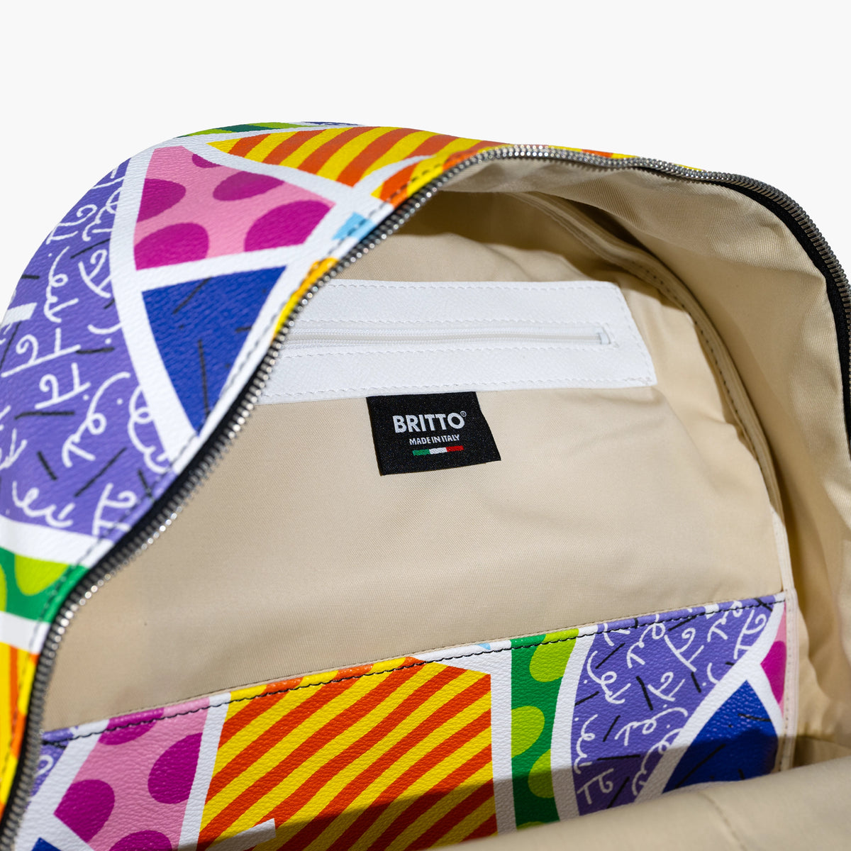 Baby Blue Landscape Britto Eco Leather Large Backpack