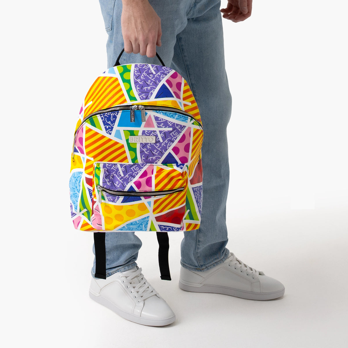 Baby Blue Landscape Britto Eco Leather Large Backpack