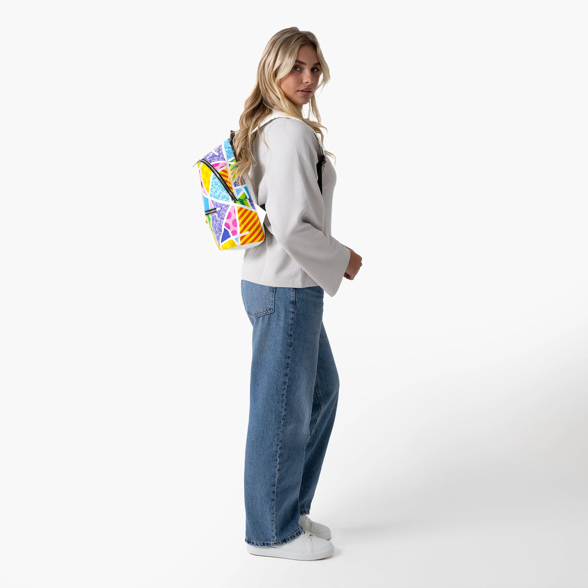 Baby Blue Landscape Britto Eco Leather Small Backpack