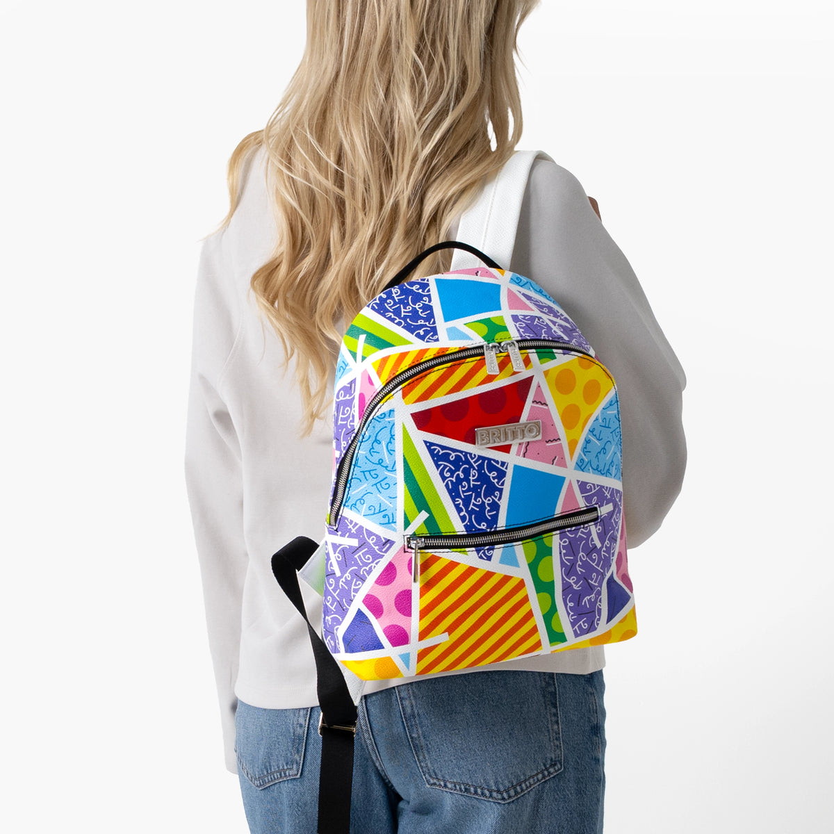 Baby Blue Landscape Britto Eco Leather Small Backpack