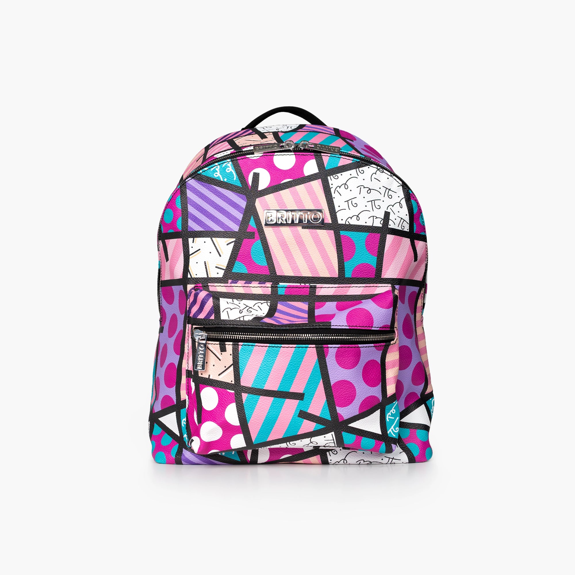 Pink Landscape Britto Eco Leather Large Backpack