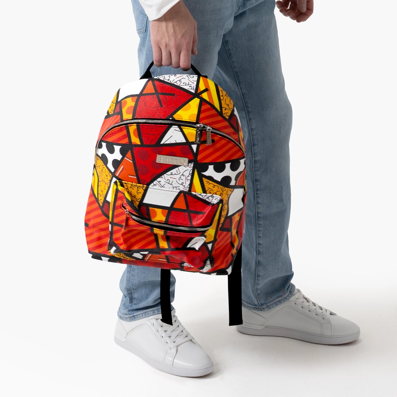 Red Landscape Britto Eco Leather Large Backpack