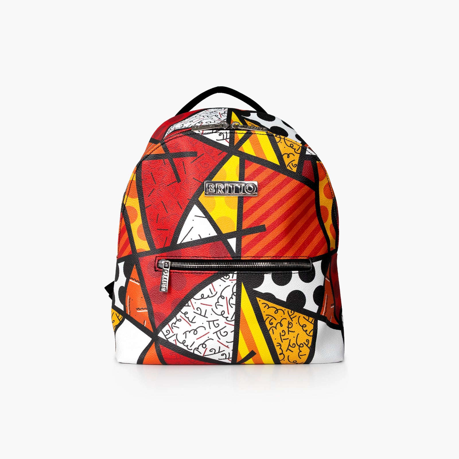 Red Landscape Britto Eco Leather Small Backpack