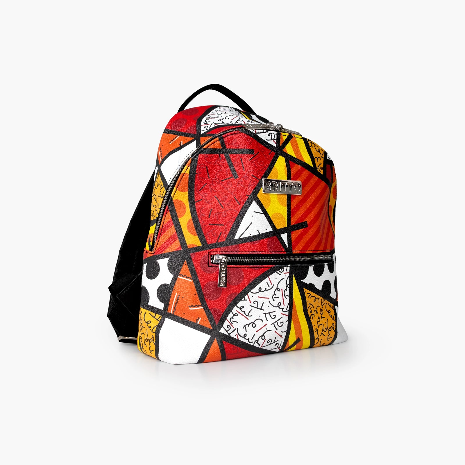 Red Landscape Britto Eco Leather Small Backpack