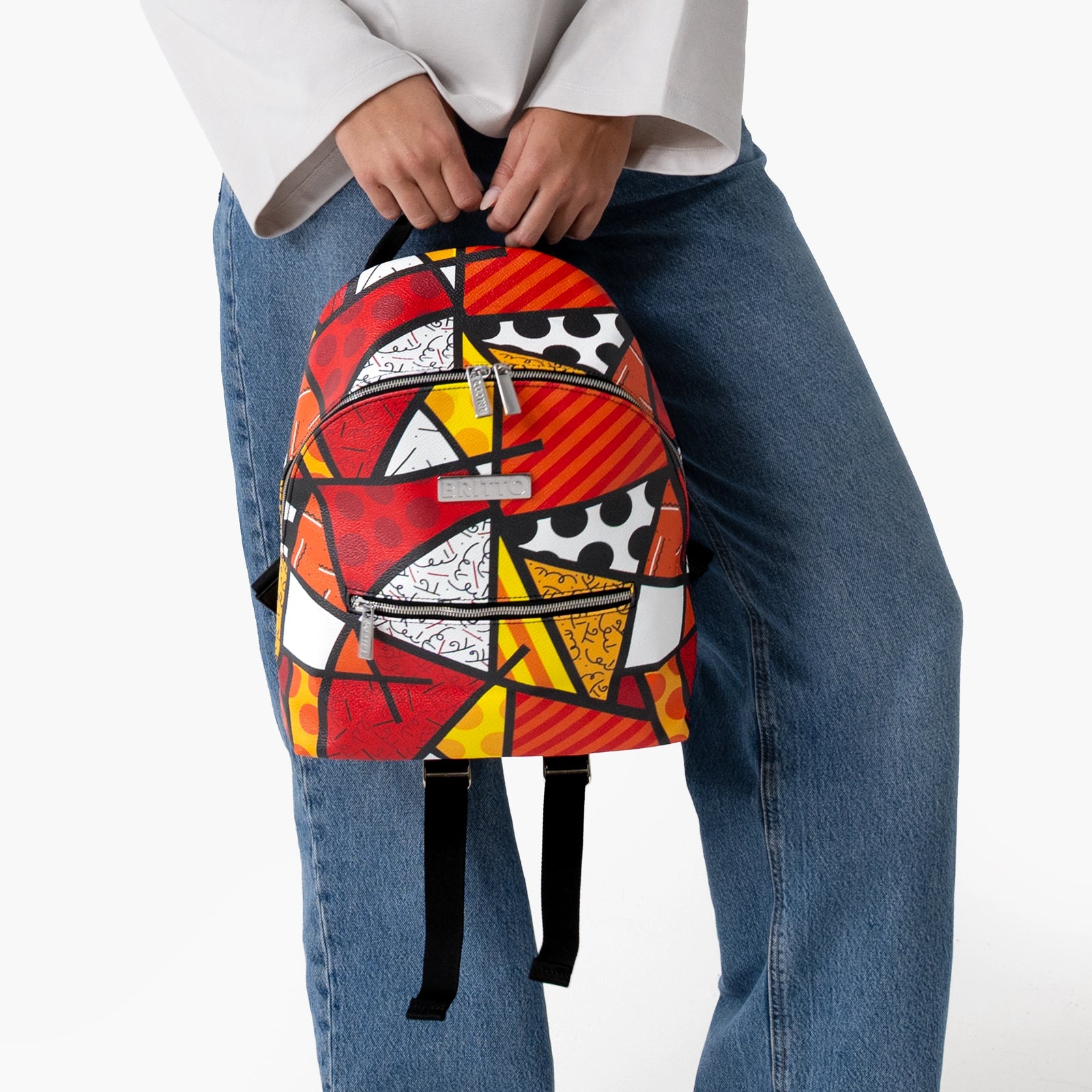 Red Landscape Britto Eco Leather Small Backpack
