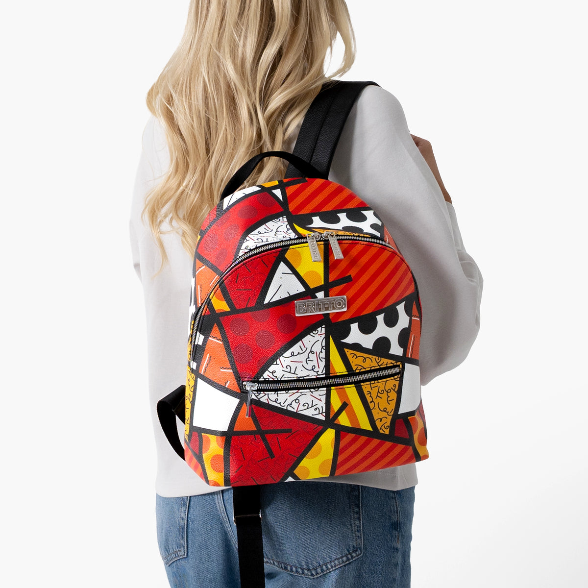 Red Landscape Britto Eco Leather Small Backpack