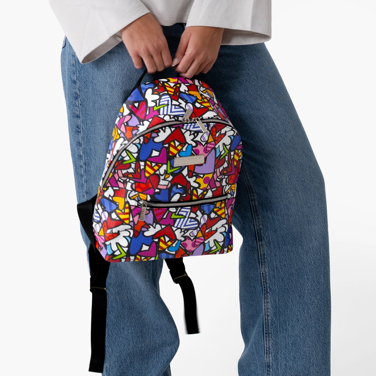 Alive Colorful Hearts Britto Eco Leather Small Backpack