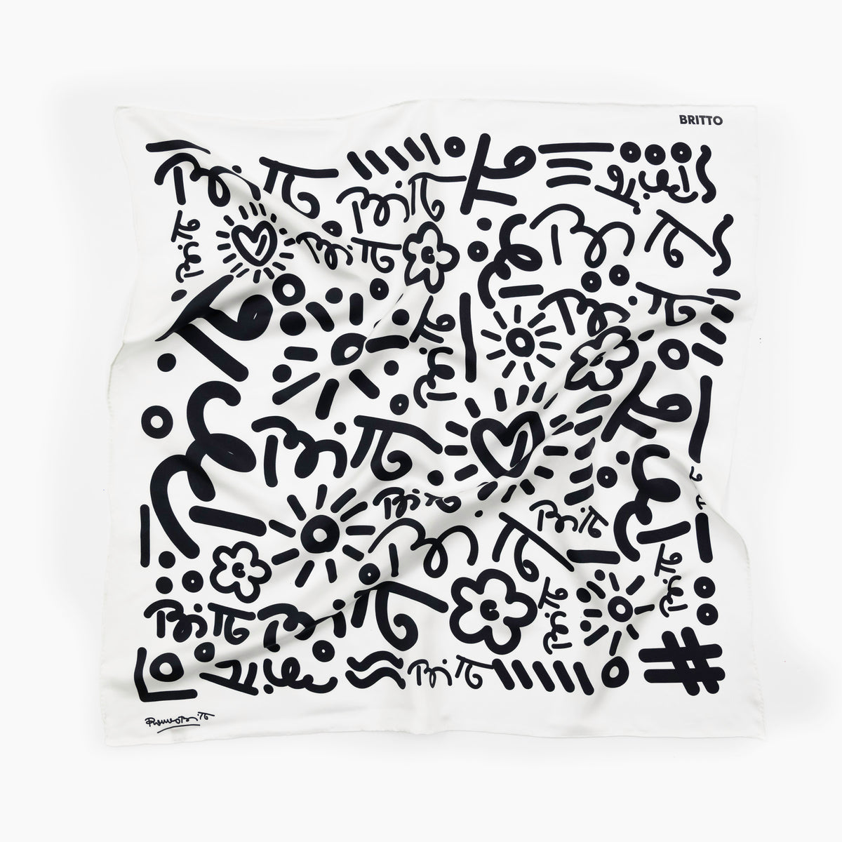 Romero Britto britto silk scarf limited edition  contemporary pop art piece