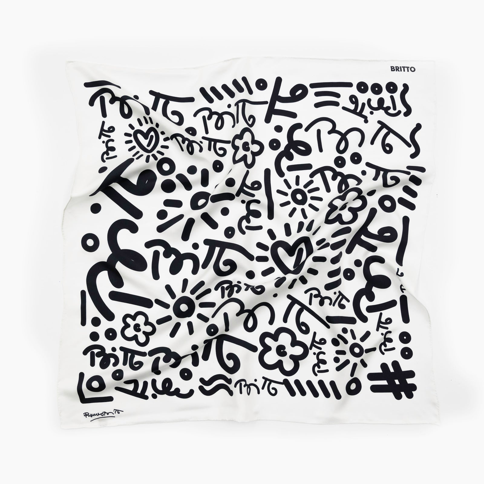 Romero Britto britto silk scarf limited edition  contemporary pop art piece
