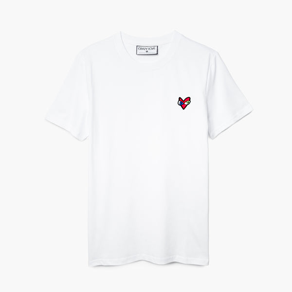 Romero Britto crazy love white tshirt men  colorful pop art design