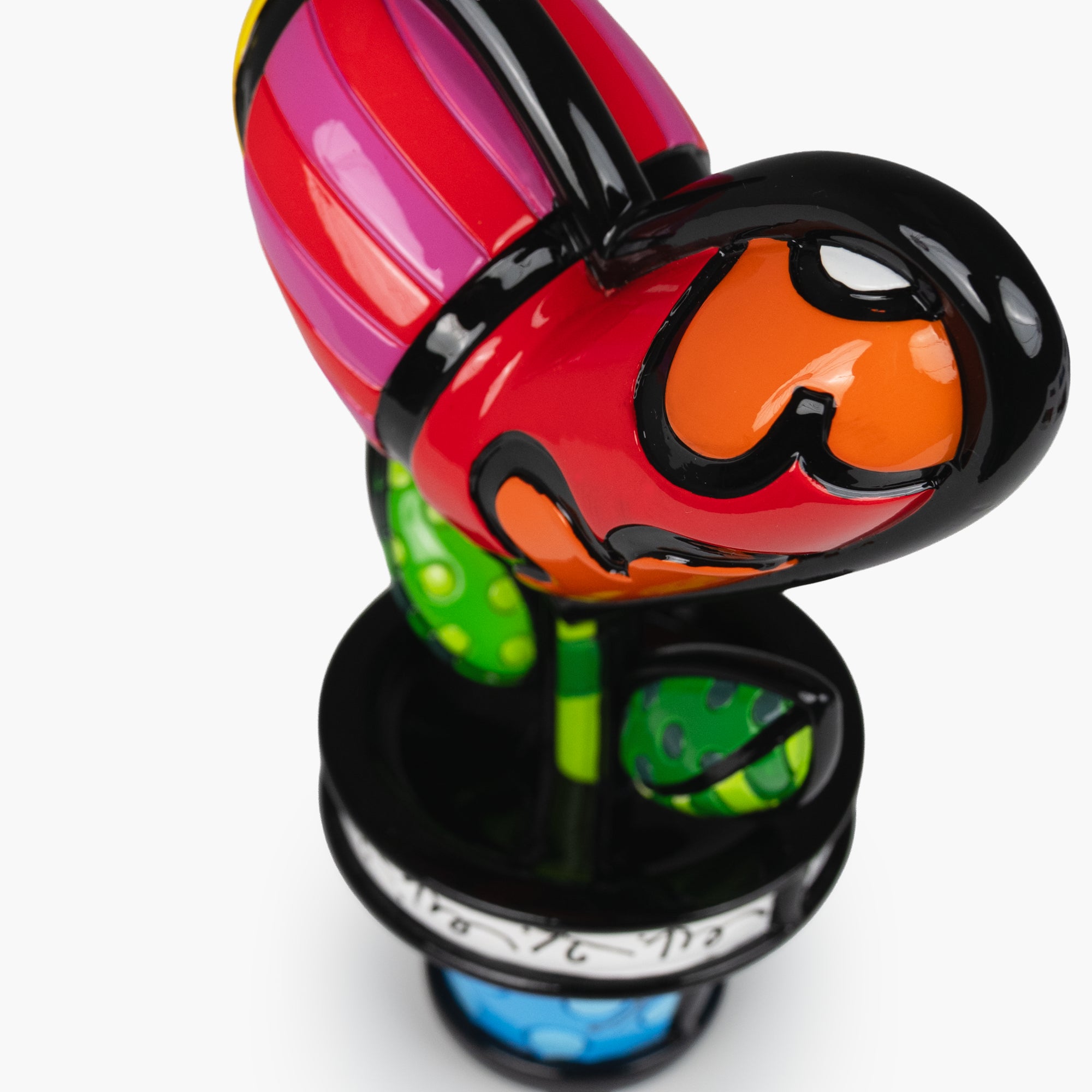 Romero Britto Heart Flower Pot Figurine | Colorful Resin