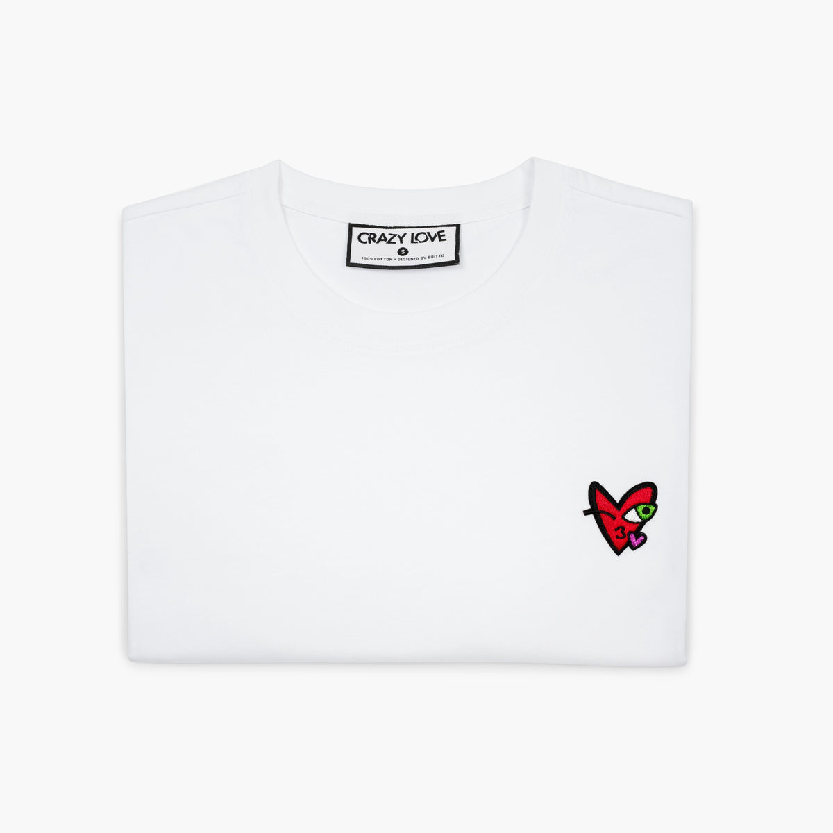 Crazy Love Small Kissing Heart White T-Shirt for Women