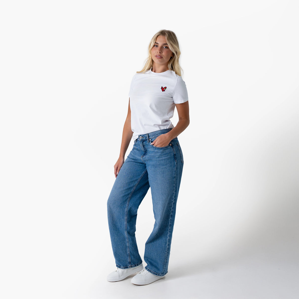 Crazy Love Small Kissing Heart White T-Shirt for Women