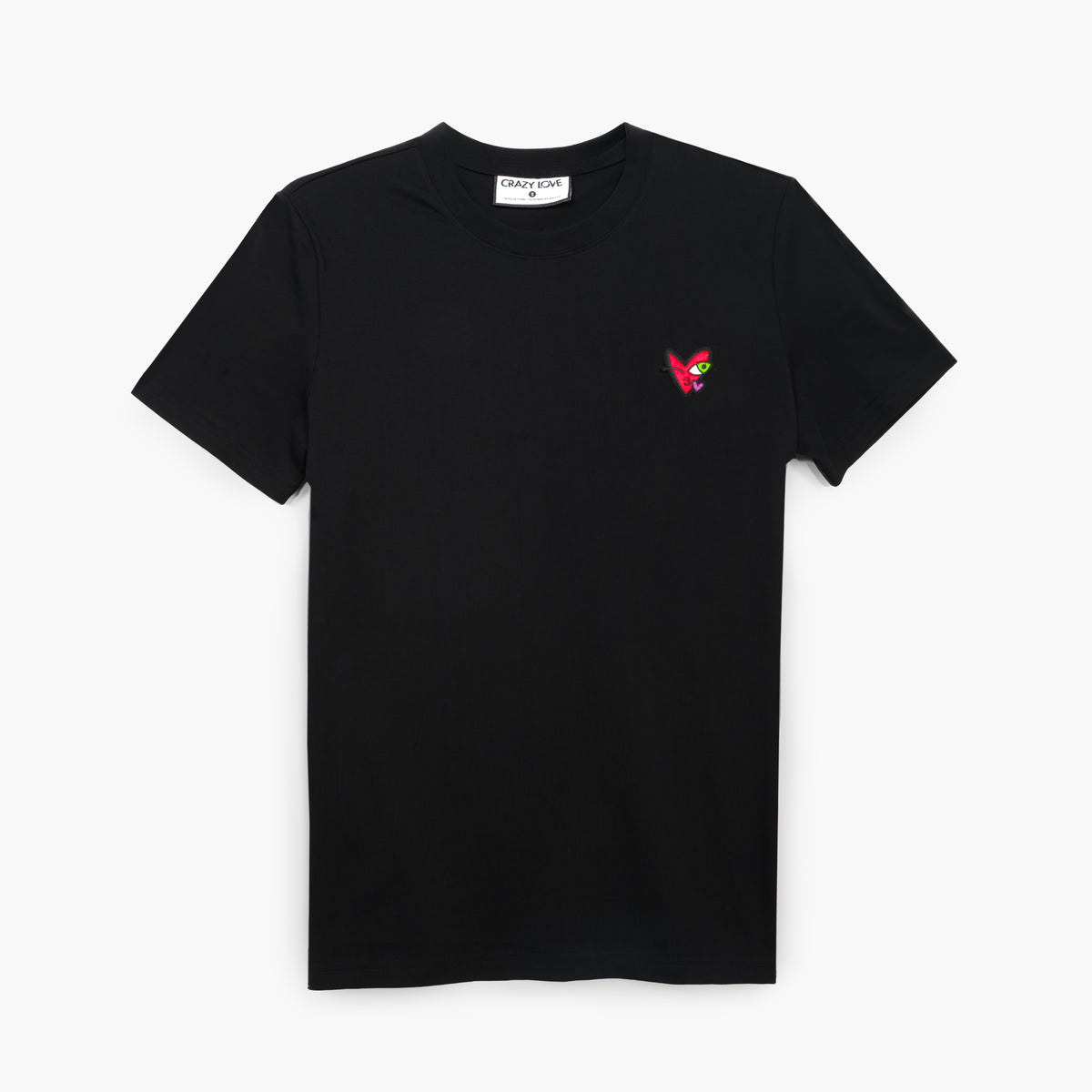 Crazy Love Small Kissing Heart Black T-Shirt for Women