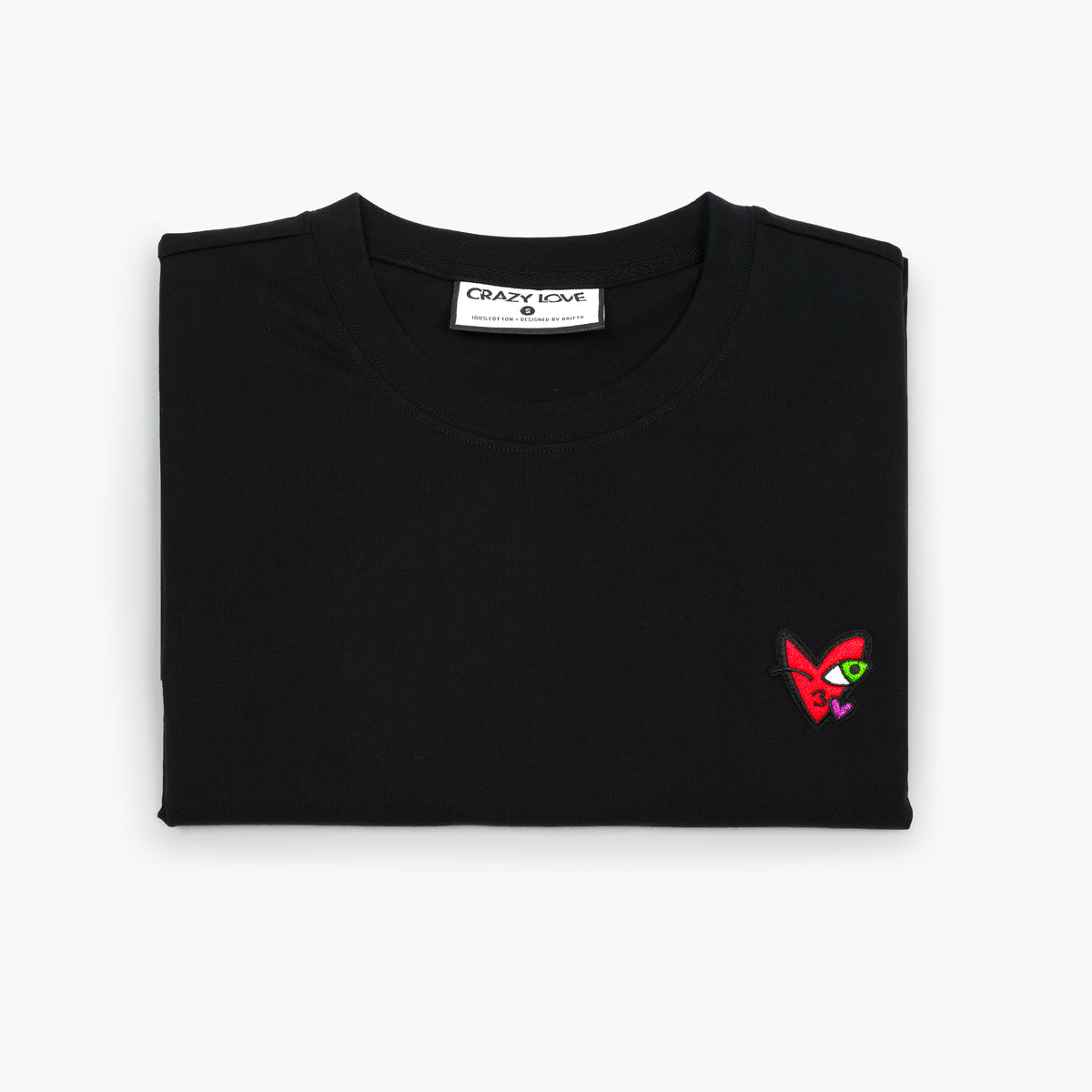 Crazy Love Small Kissing Heart Black T-Shirt for Women