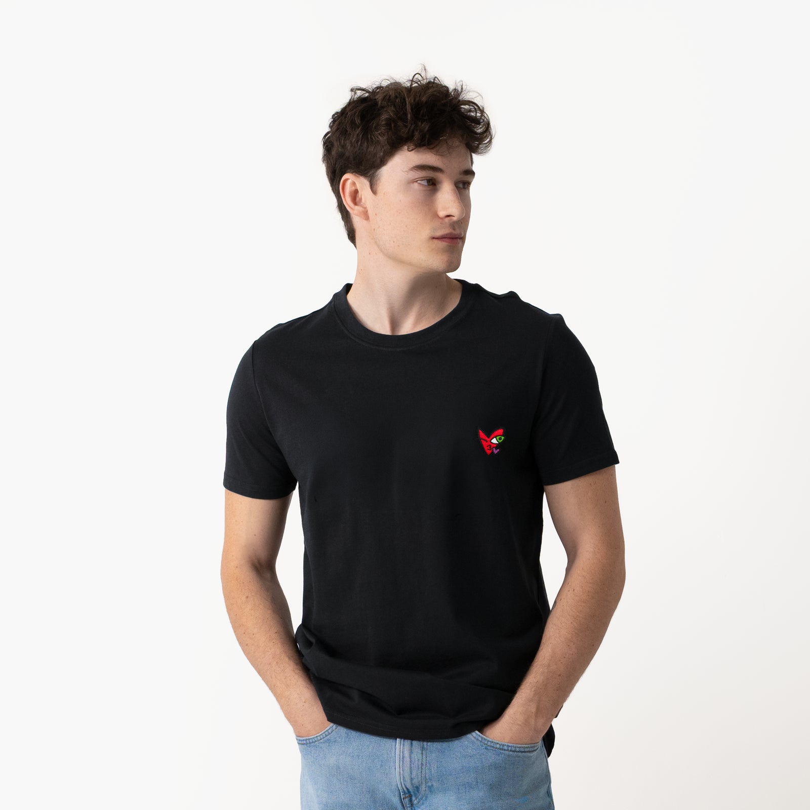 Crazy Love Small Kissing Heart Black T-Shirt for Men