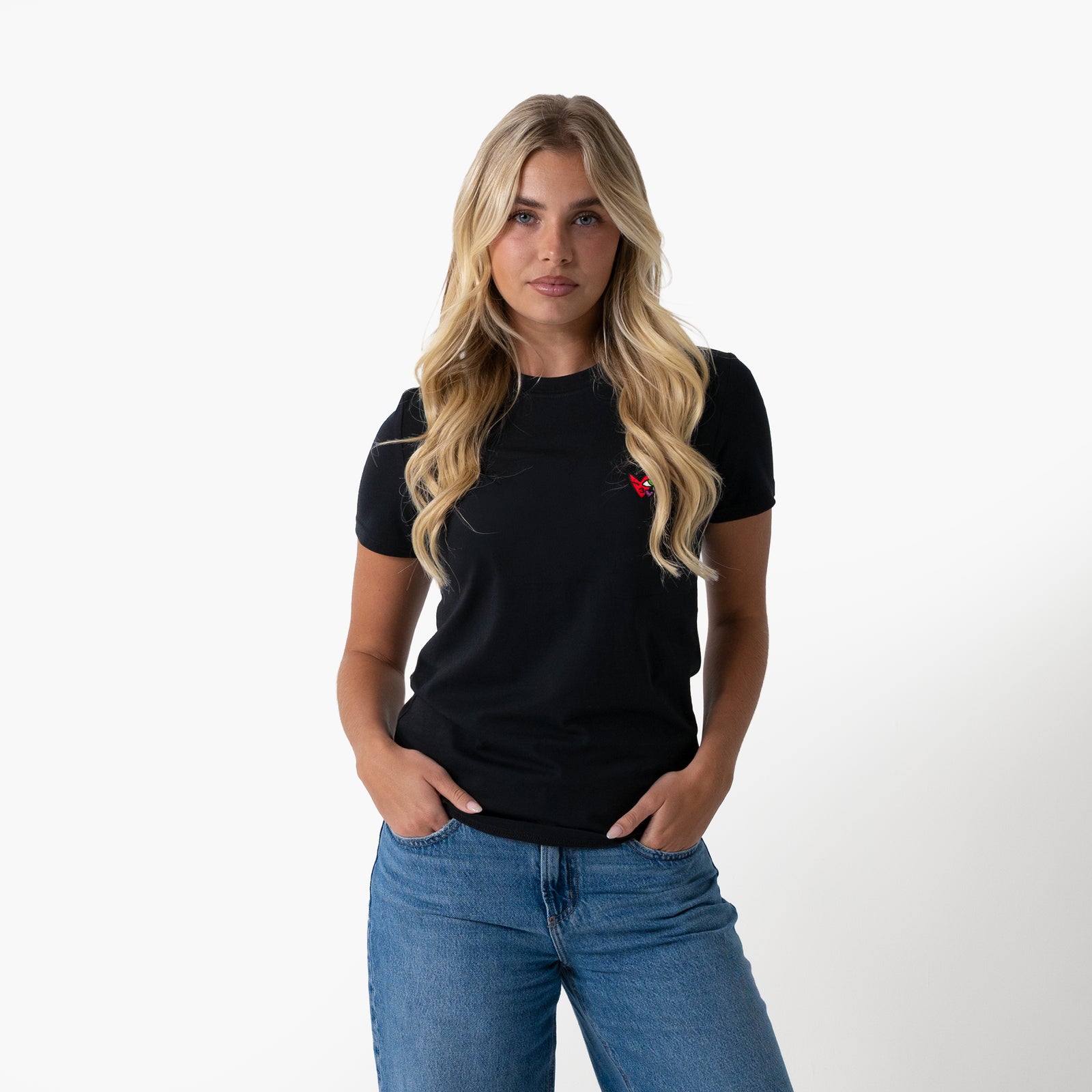 Crazy Love Small Kissing Heart Black T-Shirt for Women