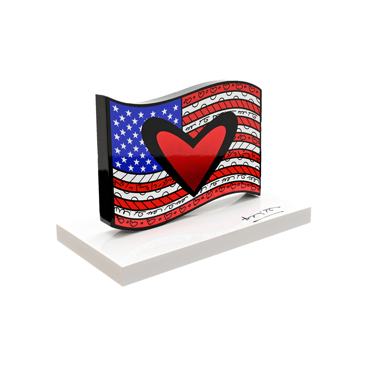 American Flag (White Base) Fine Art Sculpture – Limited Edition Hand ...