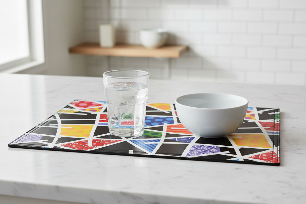 Romero Britto midnight landscape britto placemats  contemporary pop art piece