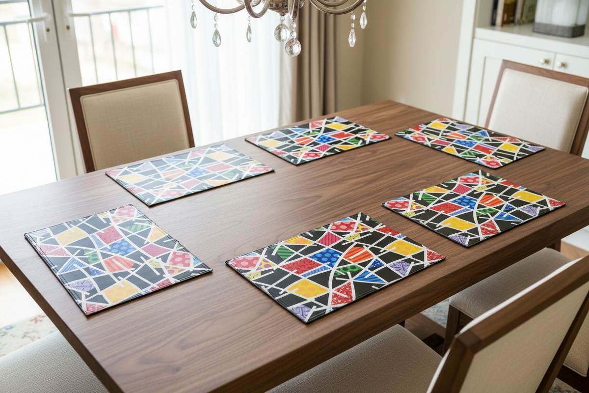 Romero Britto midnight landscape britto placemats  contemporary pop art piece