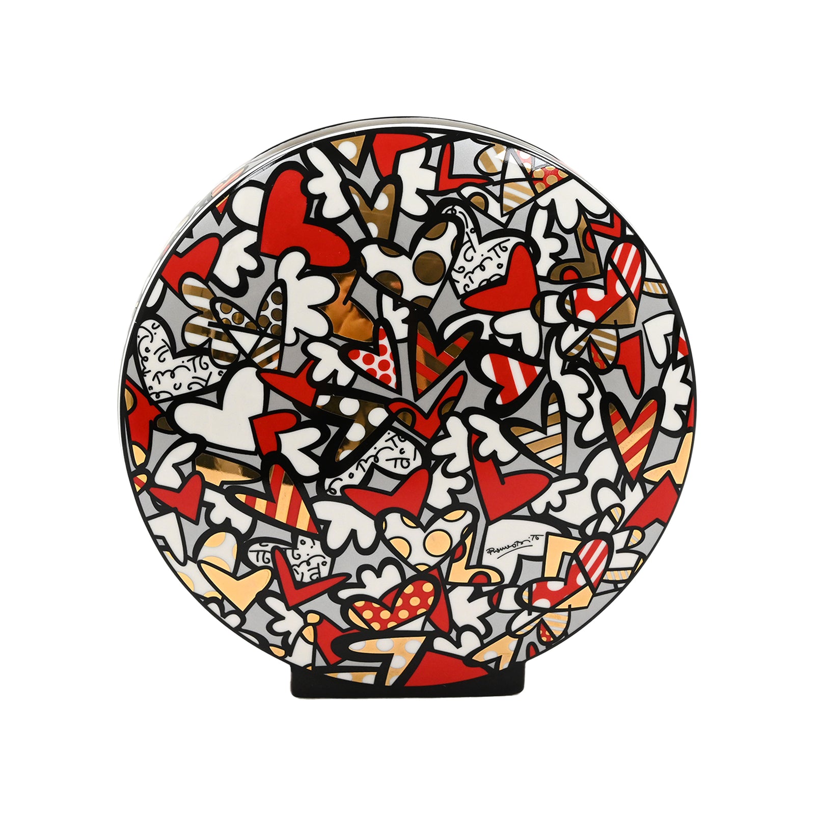 All We Need Is Love Small Red & Gold Vase - Britto Fine Porcelain Collectible