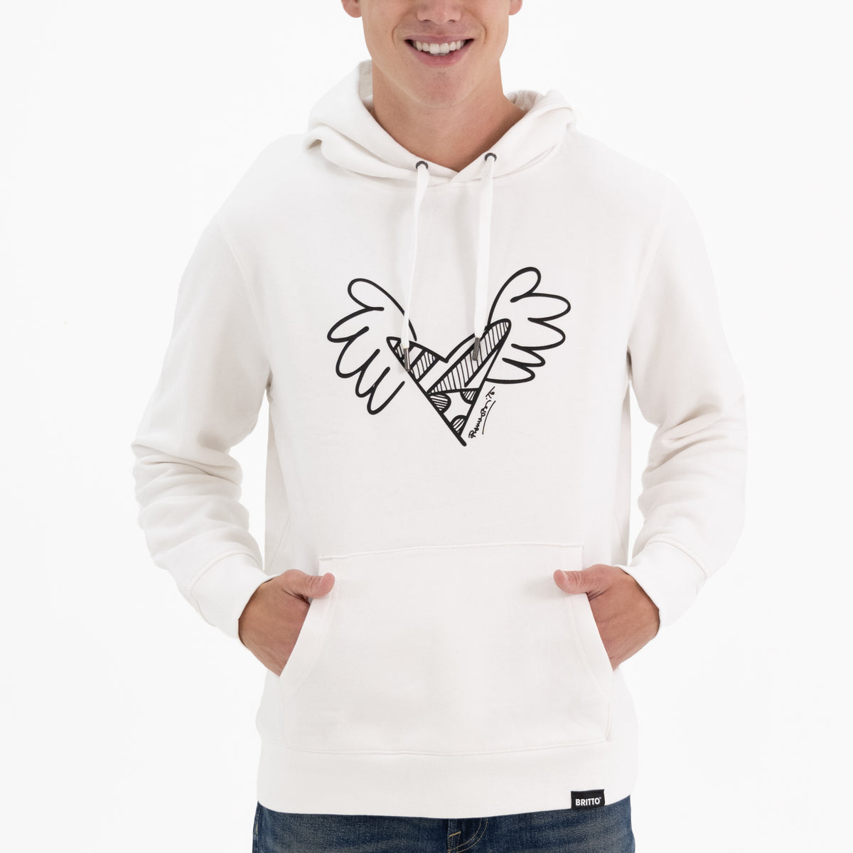 BRITTO® Hoodie - Big Heart With Wings White - (Men)