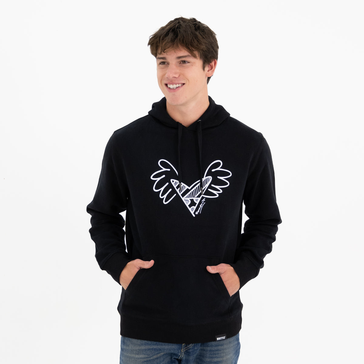 BRITTO® Hoodie - Big Heart With Wings Black - (Men)
