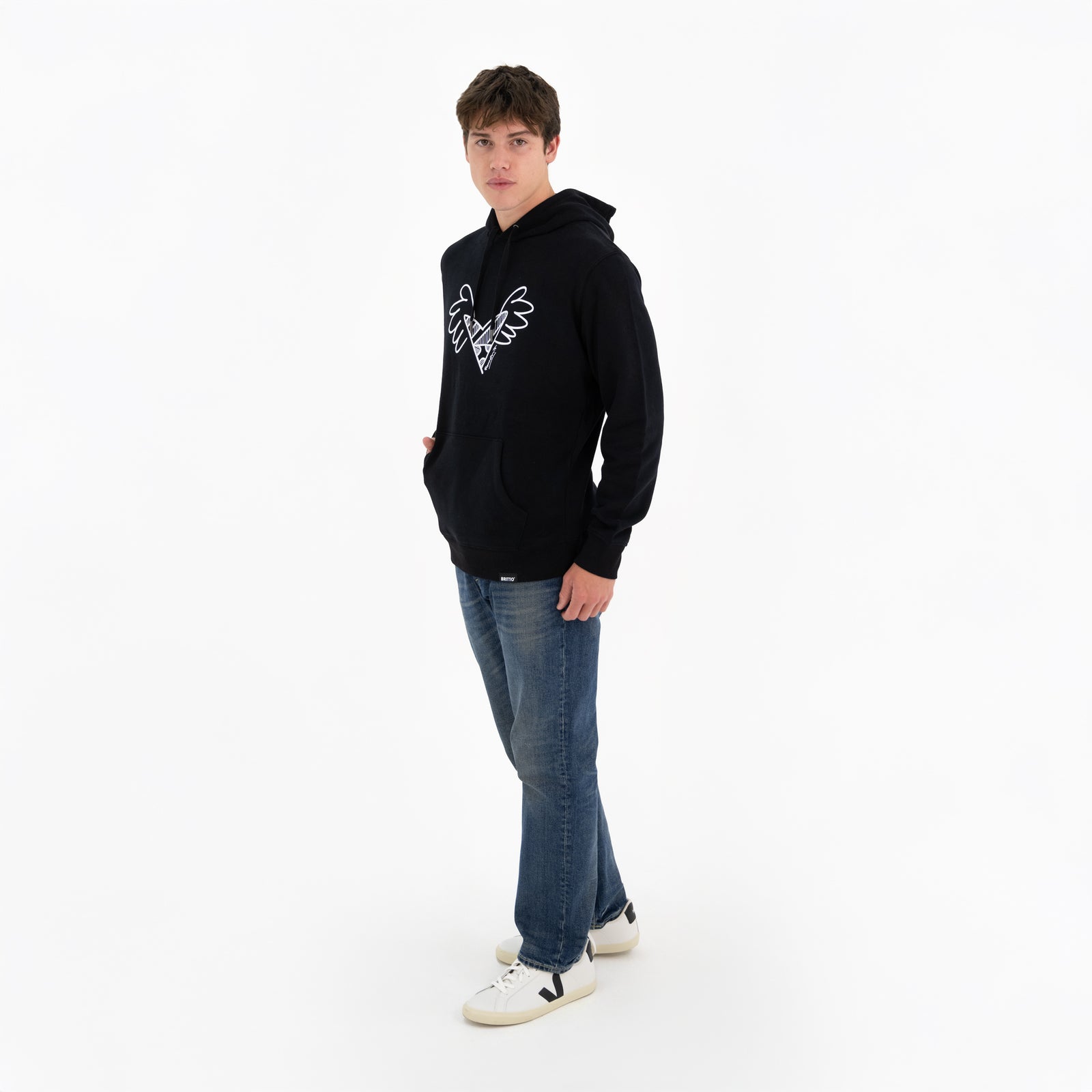 BRITTO® Hoodie - Big Heart With Wings Black - (Men)