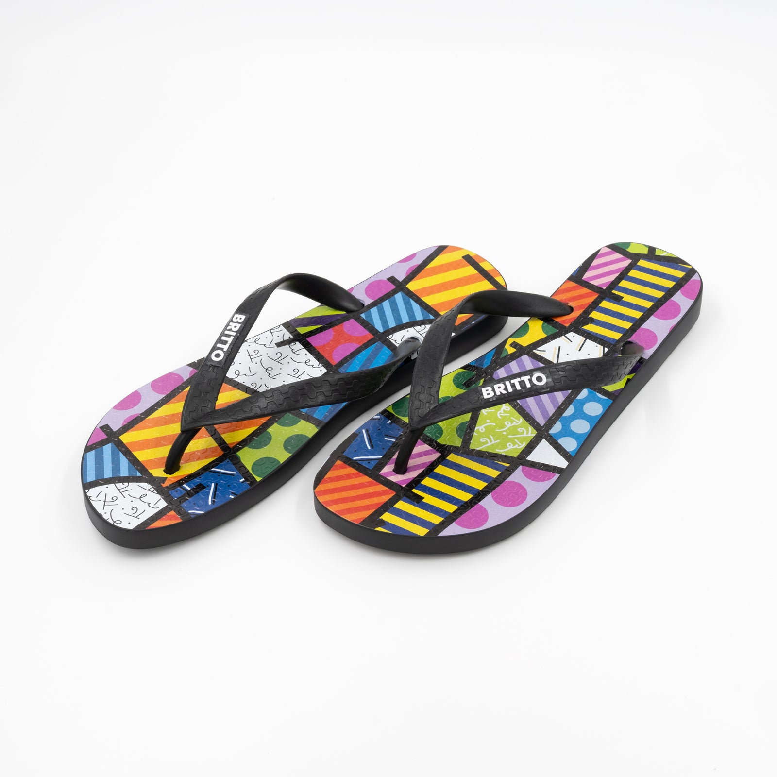 Romero Britto colorful landscape britto flip flops  colorful pop art design