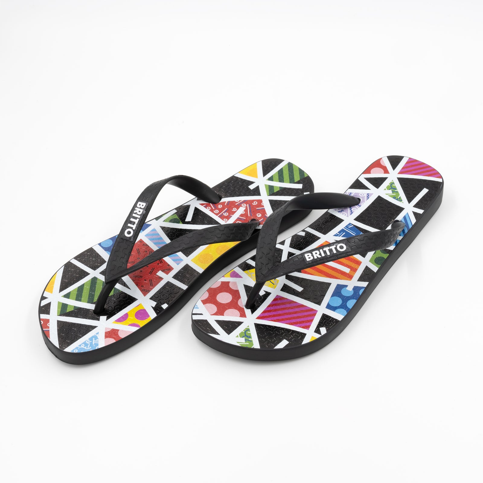 Romero Britto midnight britto flip flops  colorful pop art design