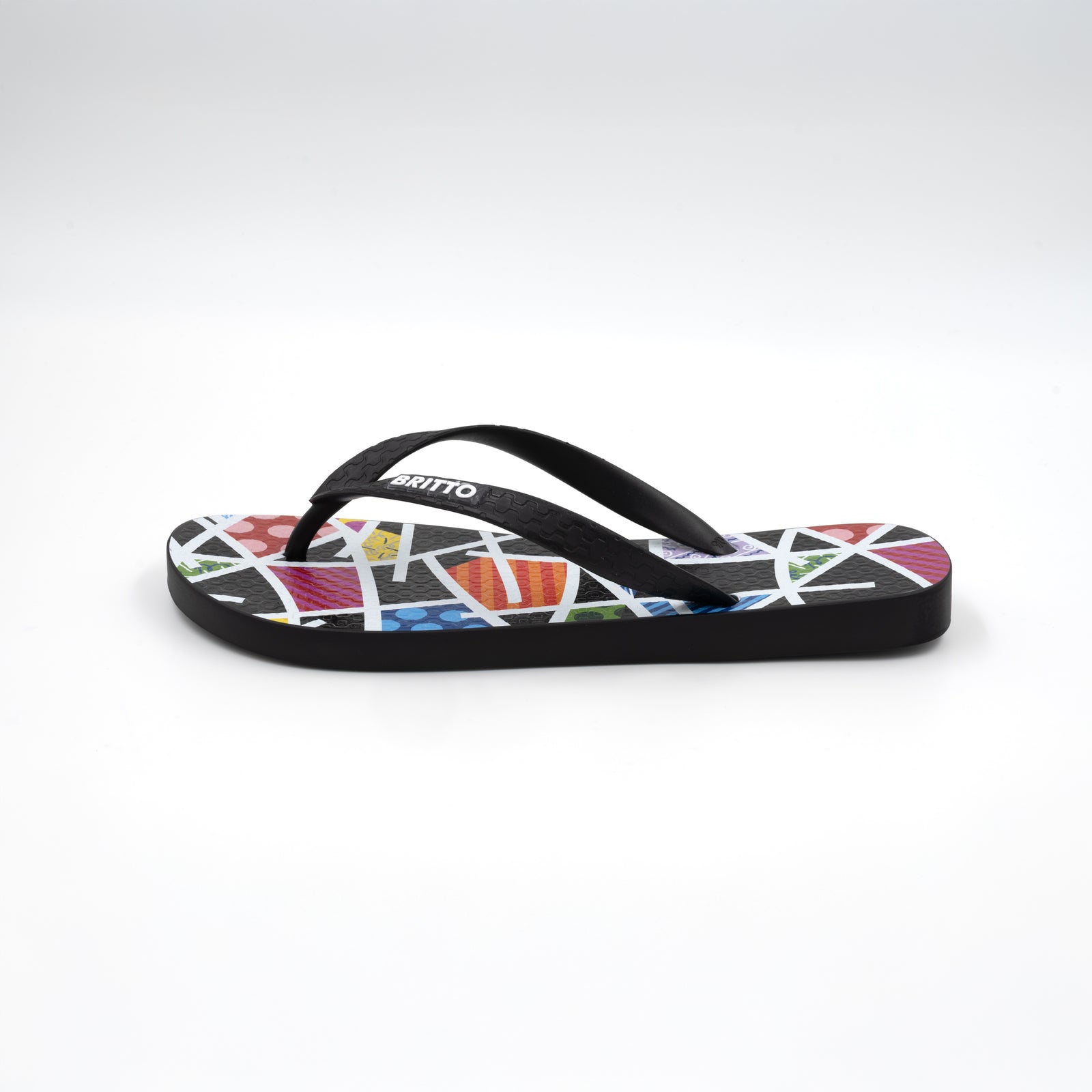 midnight britto flip flops  artistic colorful design collectible