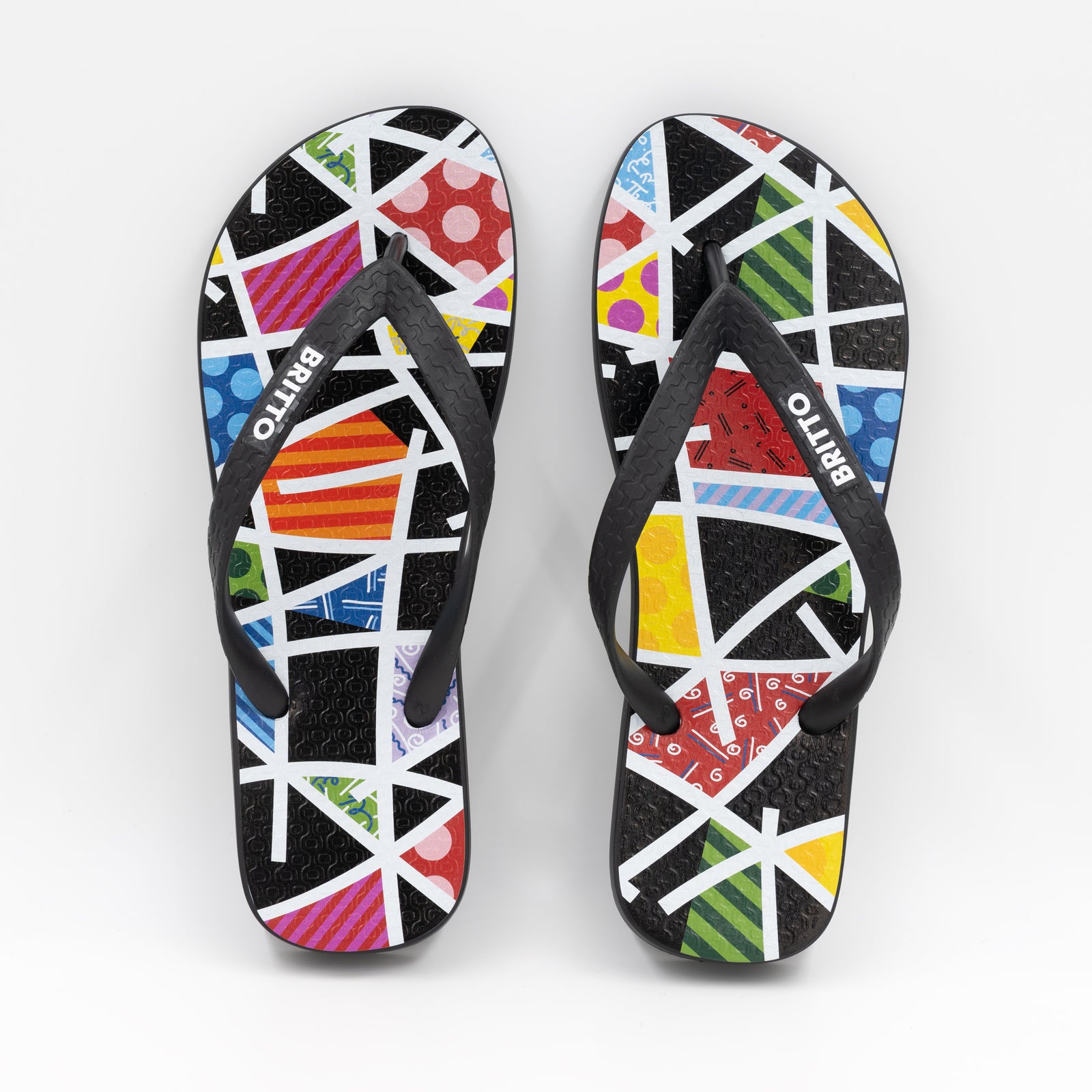 Romero Britto midnight britto flip flops  colorful pop art design