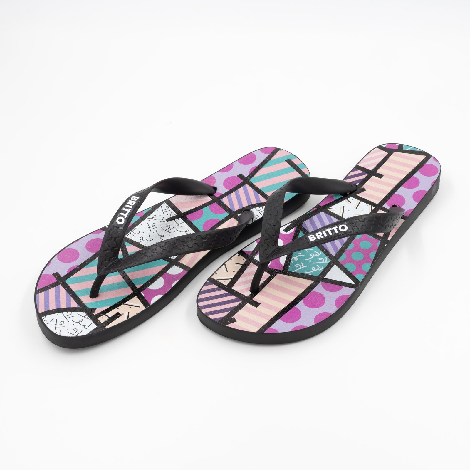 Romero Britto pink teal landscape britto flip  colorful pop art design