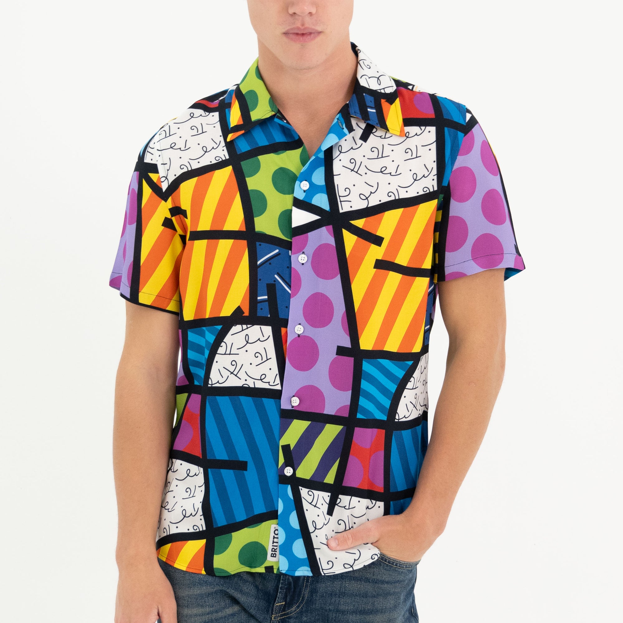 Colorful Landscape Men's Short Sleeve Button Down Shirt - Shop Britto