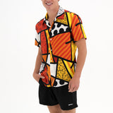 BRITTO® MEN'S SHORT SLEEVE BUTTON DOWN SHIRT - LANDSCAPE RED