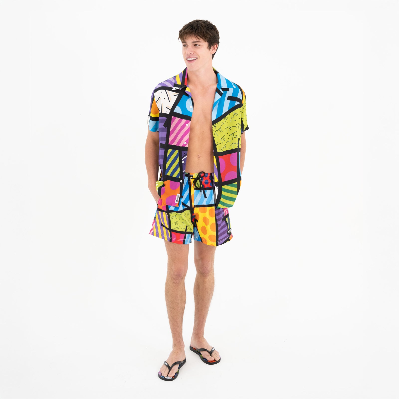 lime green landscape mens short  artistic colorful design collectible