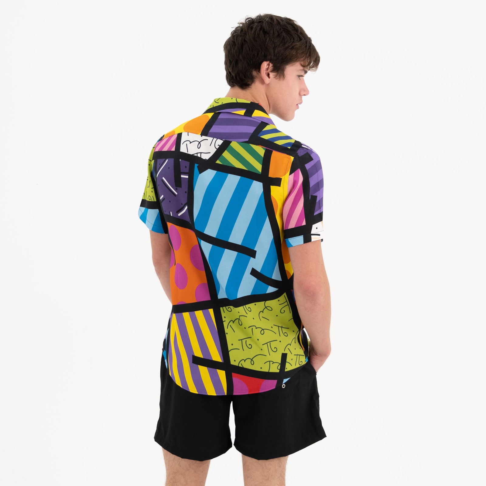 lime green landscape mens short  artistic colorful design collectible