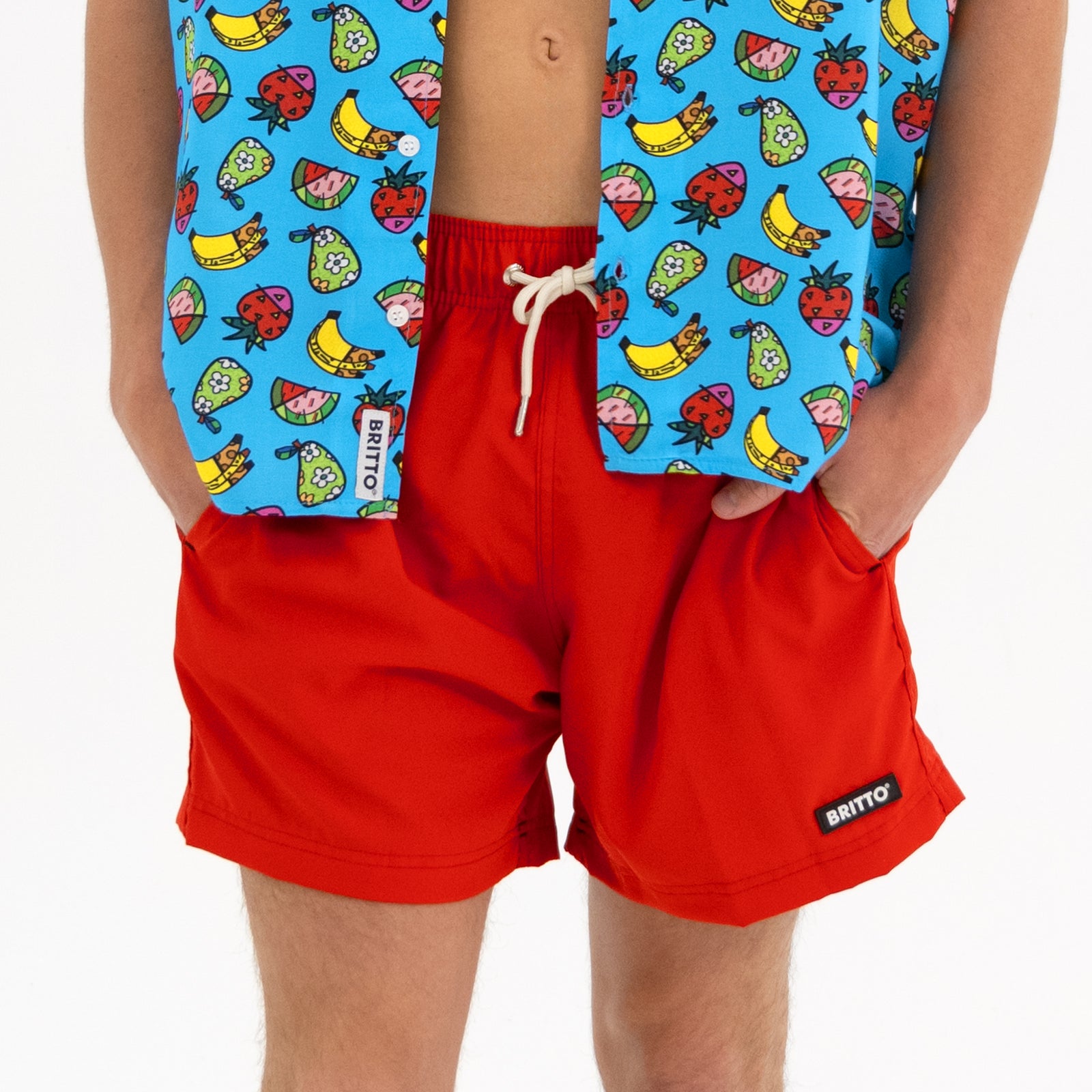 Romero Britto red britto shorts for men  colorful pop art design