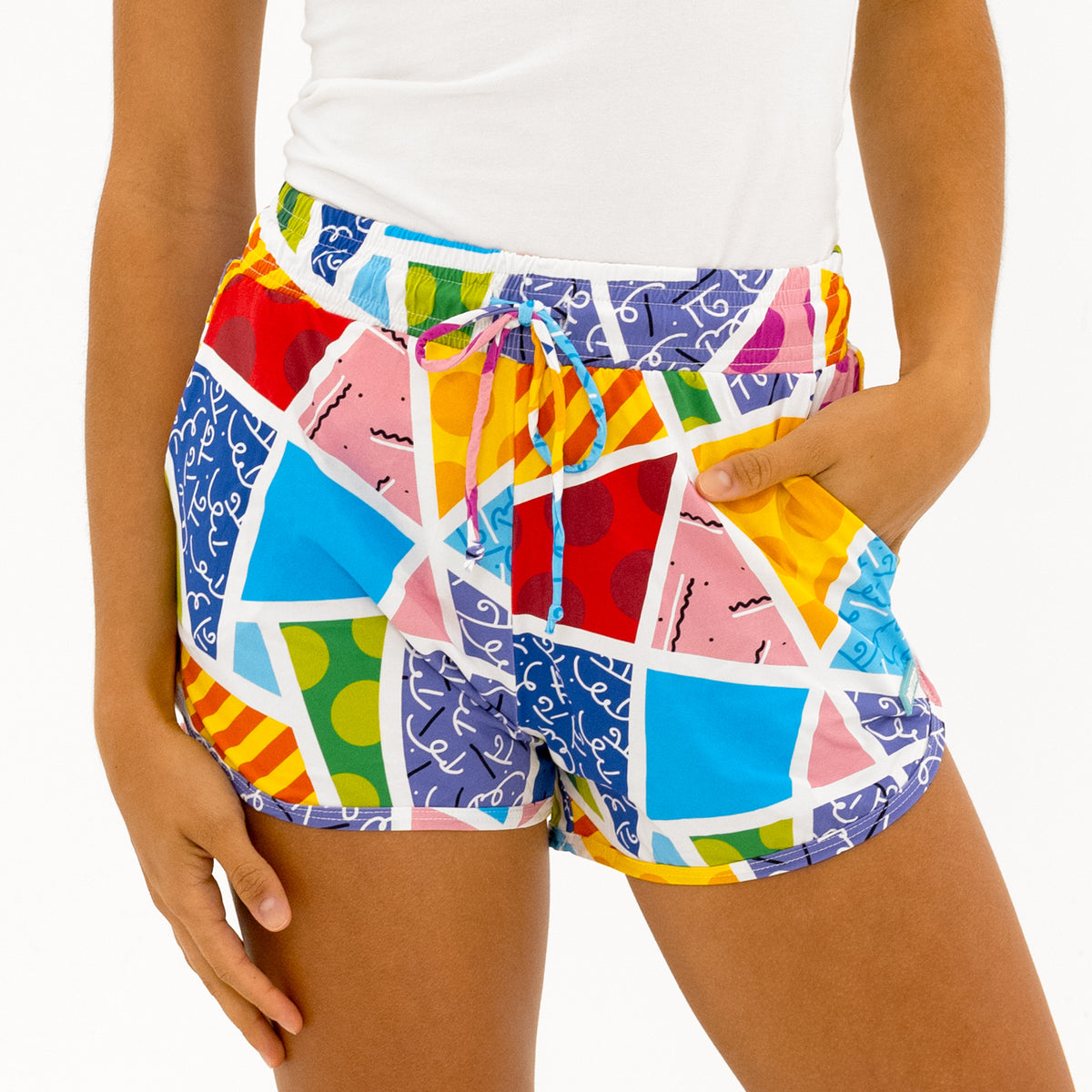 BRITTO® SHORTS - BABY BLUE COLORFUL LANDSCAPE - Women