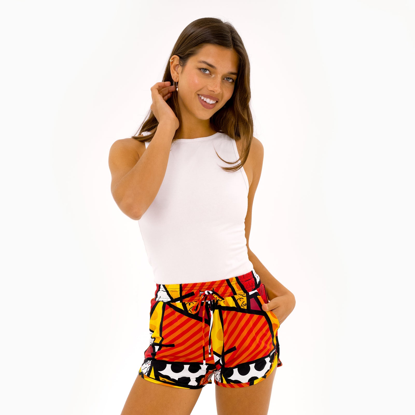BRITTO® SHORTS - RED COLORFUL LANDSCAPE - Women