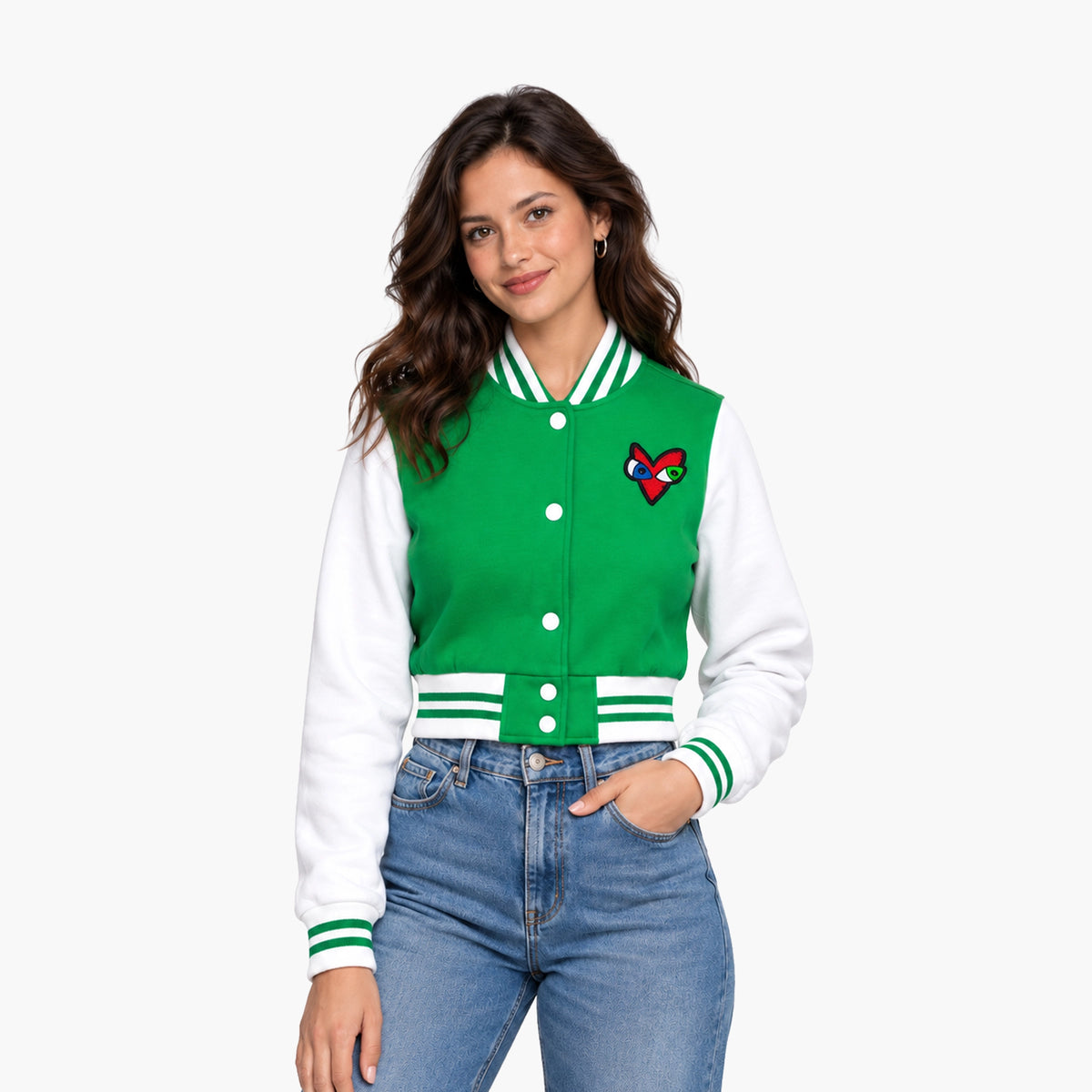 Crazy Love by Britto Green Women's Crop Jacket