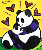 PANDA LOVE - Mixed Media Original