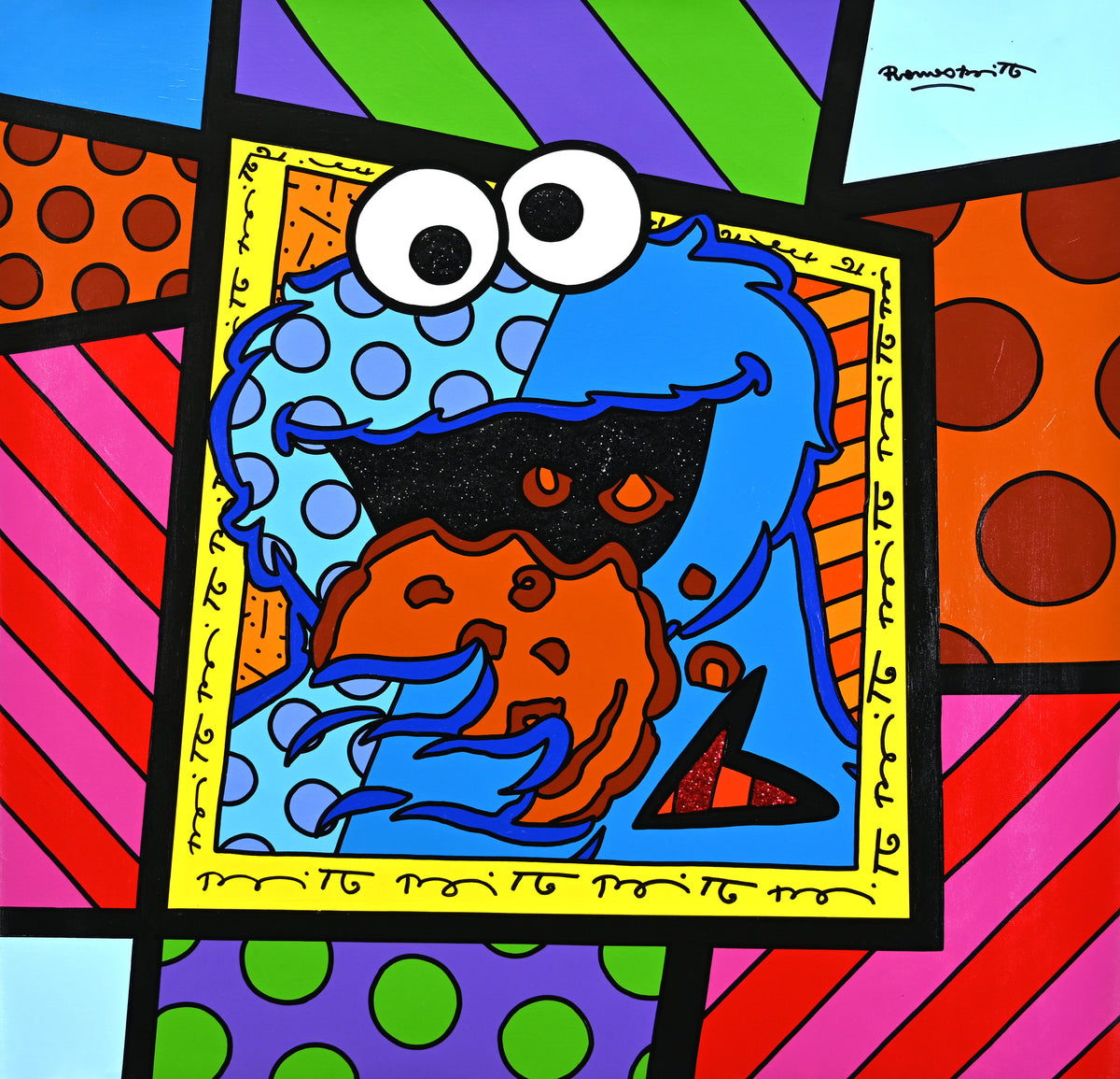 Cookie Monster - Sesame Street by Britto - Original Painting
