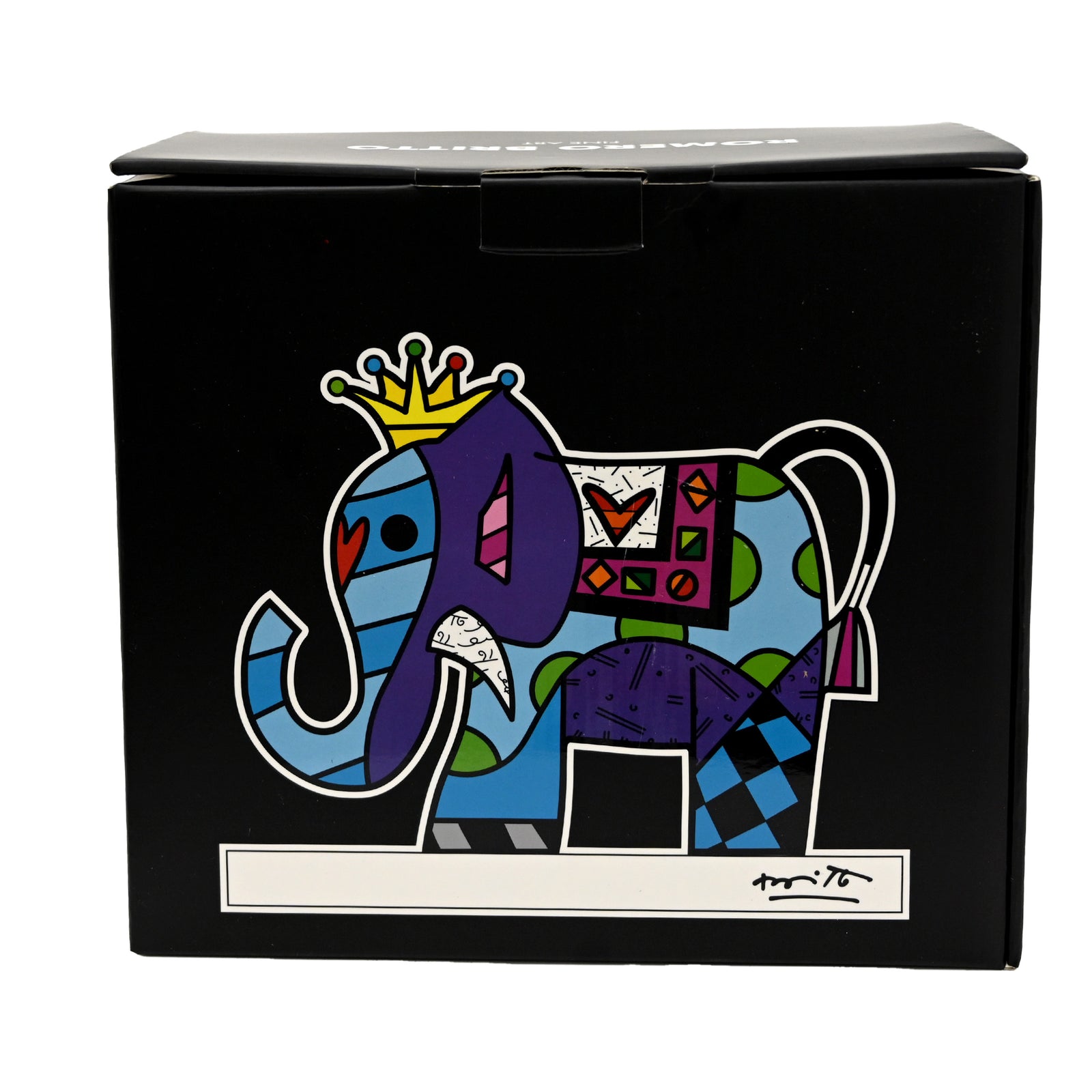 Romero Britto elephant black base limited edition  colorful pop art design