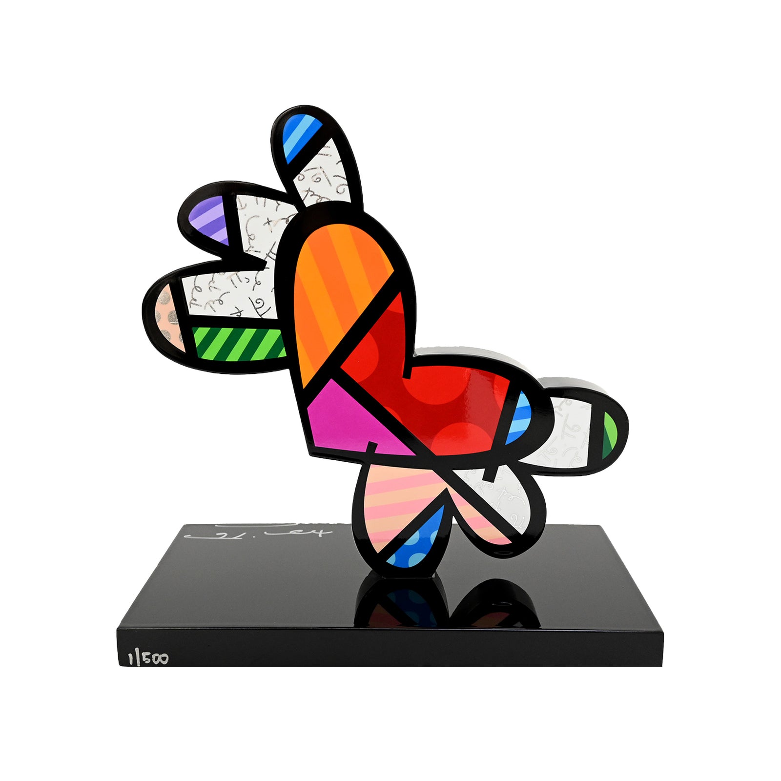 Flying Heart (Black Base) - Limited Edition Sculpture