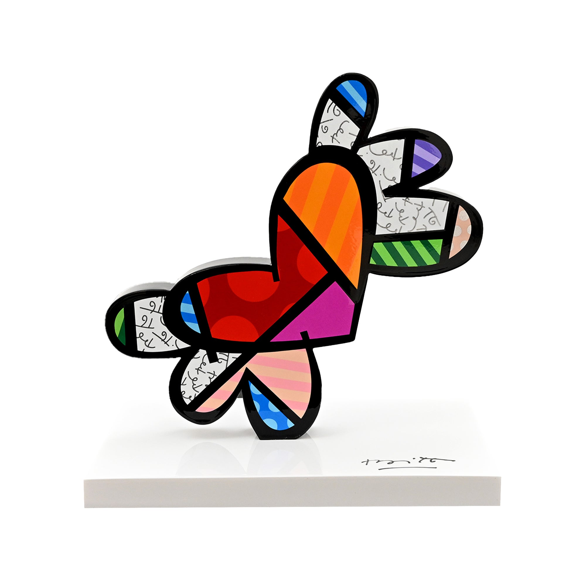 Flying Heart (White Base) Fine Art Sculpture – Limited Edition