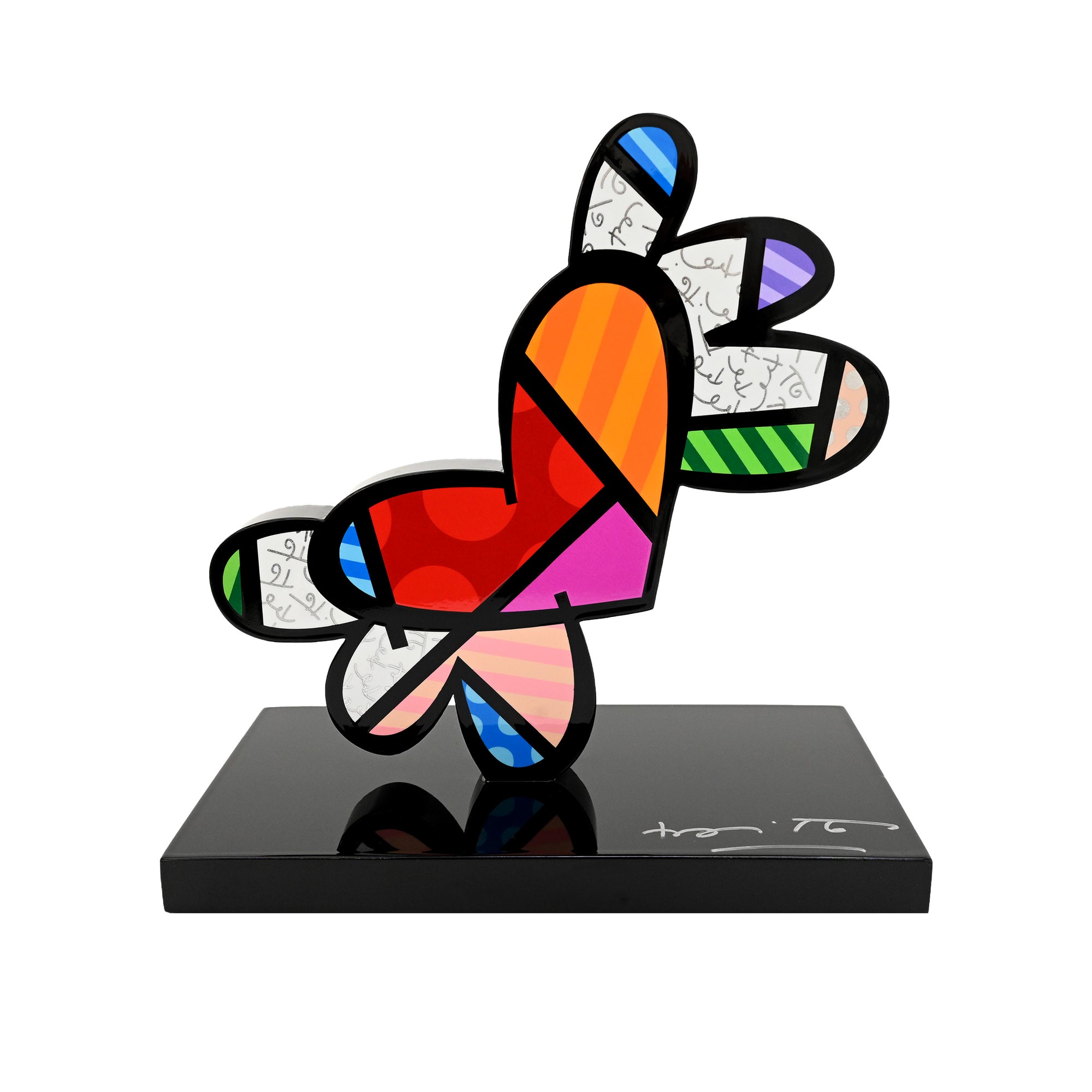 Flying Heart (Black Base) Fine Art Sculpture – Limited Edition