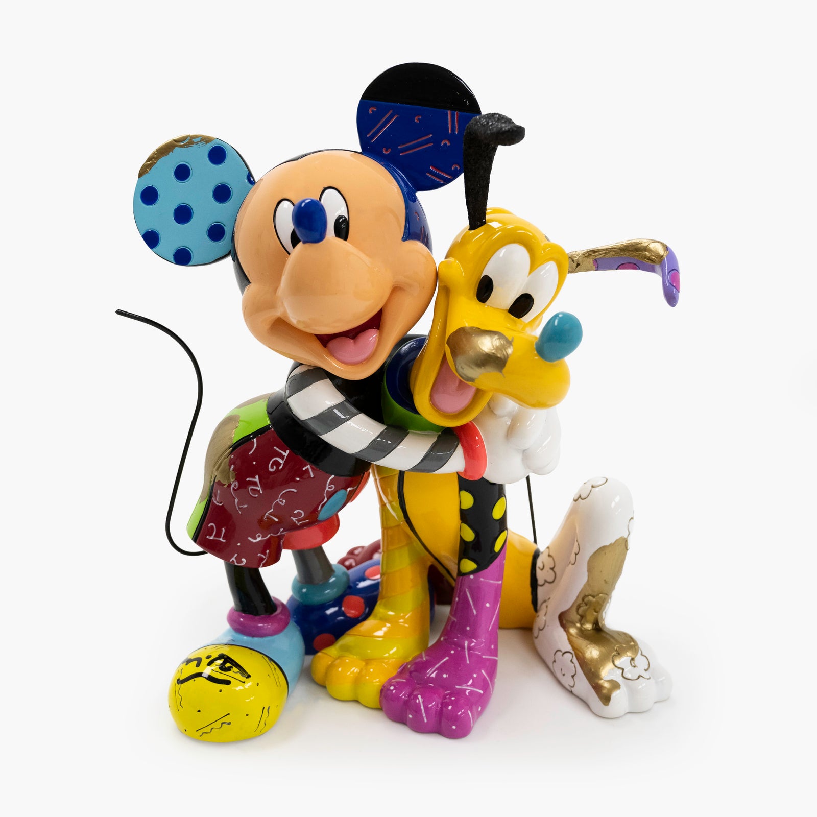 Mickey and Pluto - Disney By Britto - Touch of Gold Original Sculpture