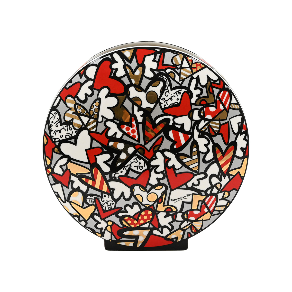 All We Need Is Love Small Red &amp; Gold Vase - Britto Fine Porcelain Collectible